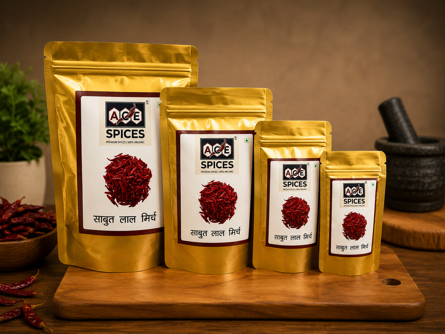 ACE Spices Whole Red Chilli (Sabut Lal Mirch) | Premium Quality | 100% Natural