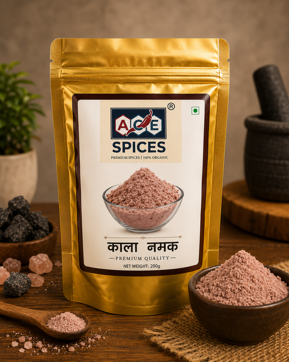 ACE Spices Premium Black Salt (Kala Namak) Powder | Premium Quality | 100% Pure